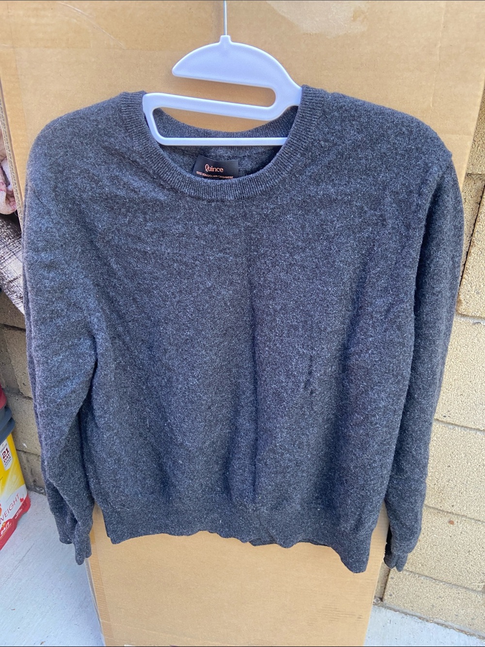 Quince Men's Cashmere Dark Charcoal Crewneck Sweater